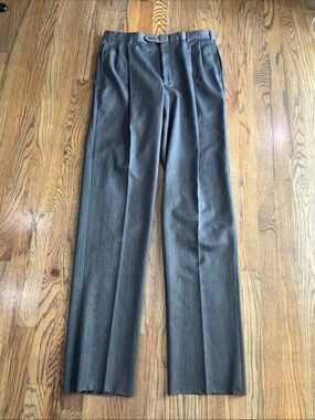 NEW Nordstom UNHEMMED Pleated MED GREY Teflon Coated 100% Worsted Wool pants